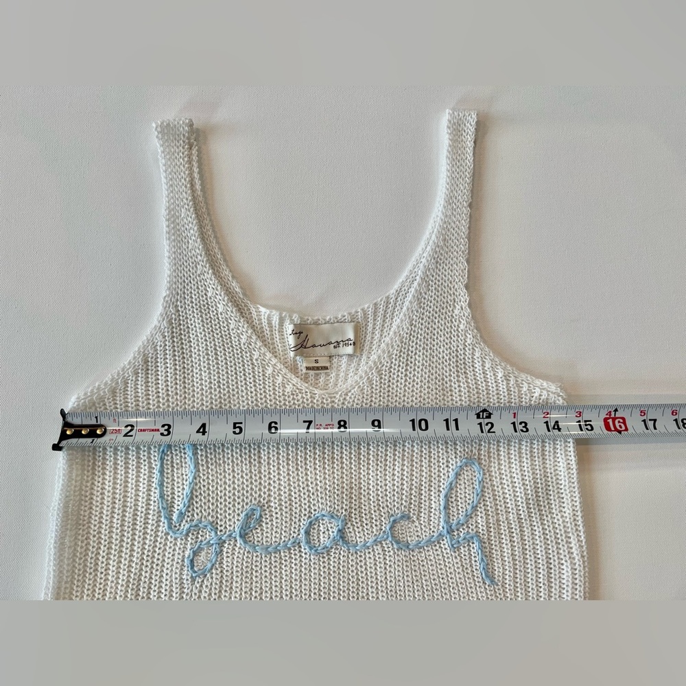 Vintage Havana Knit Tank Top with Blue 'Beach’ Embroidery Sweater Tank Small - Picture 8 of 9